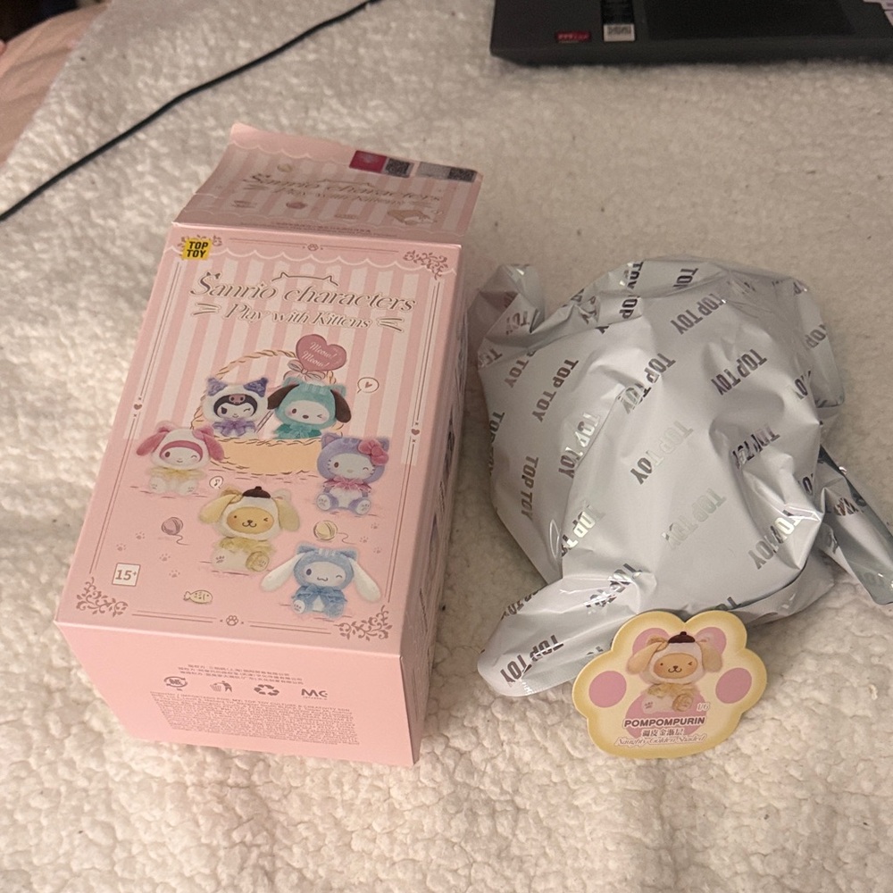 Sanrio characters play with kittens pompompurin